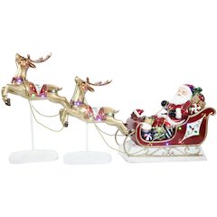 Fraser Hill Farm LED Flying Reindeer, Santa, Sleigh