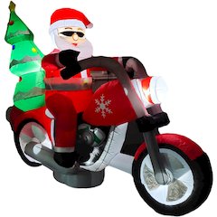 7ft Inflatable Santa on Motorcycle w/ Lights