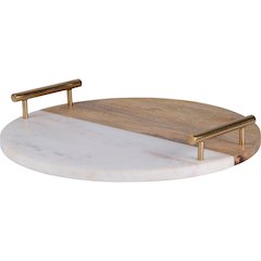 DINOVA Natural Woodwhite Marble, Antique Brass TRAY