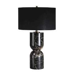 Enri 27" Tall Black Marble Table Lamp with Drum Linen Shade