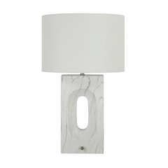 Scriba 27.5" Tall Textured Matte White Resin Table Lamp with Drum Linen Shade