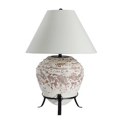 Silis 29.5" Height Table Lamps, Textured Ceramic (Off White And Brown)
