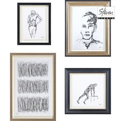 Studio Line - Sketch 4 Piece Wide Wall Art, Black