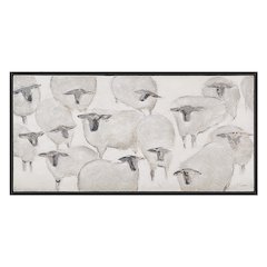 Shah 60" Wide Canvas Art With Wood Frame, Dark Grey