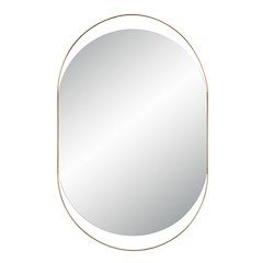 Ecru 40" Tall Pill Oval Mirror, Satin Brass
