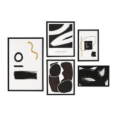 Carife 5 Piece Wide Wall Art, Black