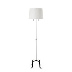 Ruslur 62.75" Tall Matte Black Floor Lamp with Tapered Linen Shade