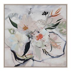 Daye 50" Wide Canvas Art With Wood Frame, Cream