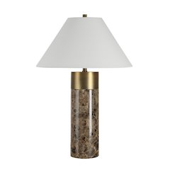 Aria 25" Tall Brown Emperador Marble Table Lamp with Tapered Linen Shade