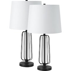 Shadia 24.75" Length Table Lamp- Set of two, Matte Black
