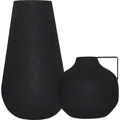 ROOVE Textured Matte Black SET OF 2 VASES