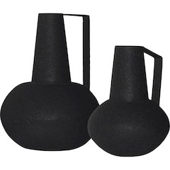 MONARDA Textured Matte Black SET OF 2 VASES