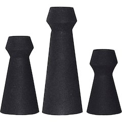 GRANFELD Textured Matte Black SET OF 3 VASES