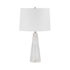 25" Tall Plated Antique Brushed Brass Iron Table Lamp With Tapered Linen Shade