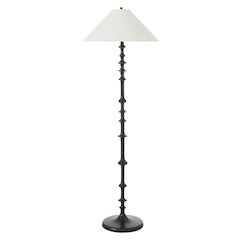 Petrus 62.5" Tall Matte Black Floor Lamp with Tapered Linen Shade