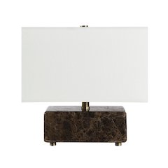 Cabo 11.25" Tall Brown Emperador Marble Table Lamp with Rectangle Linen Shade