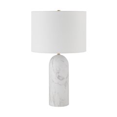 Beausoleil 25" Tall Satin Brass Iron Table Lamp With Drum Linen Shade