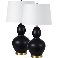 Kamilia 26.75" Length Table Lamp- Set of two, Matte Black