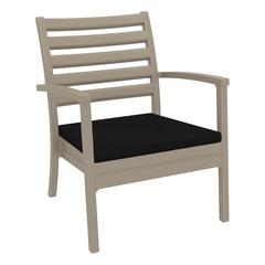 Artemis XL Club Chair Taupe with Sunbrella Black Cushions, Set of 2