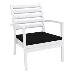 Artemis XL Club Chair White with Sunbrella Black Cushions, Set of 2