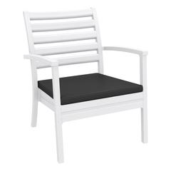 Artemis XL Club Chair White with Sunbrella Charcoal Cushions, Set of 2