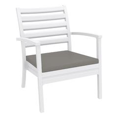 Artemis XL Club Chair White with Sunbrella Taupe Cushions, Set of 2