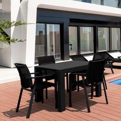Pacific 5 Piece Dining set with Extension Table and Sling Arm Chairs Black Frame Black Sling