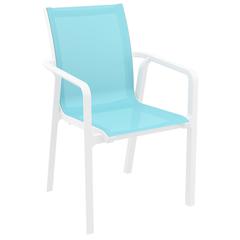 Pacific Sling Arm Chair White Frame Turquiose Sling, Set of 2