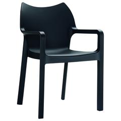 Diva Resin Outdoor Dining Arm Chair Black, Set of 2