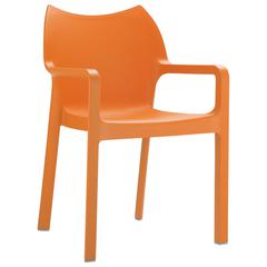 Diva Resin Outdoor Dining Arm Chair Orange, Set of 2