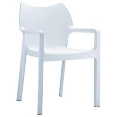 Diva Resin Outdoor Dining Arm Chair White, Set of 2
