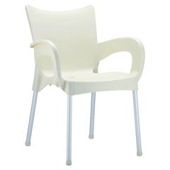 Romeo Resin Dining Arm Chair Beige, Set of 2