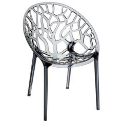 Crystal Polycarbonate Modern Dining Chair Transparent Smoke Gray, Set of 2