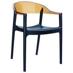 Carmen Modern Dining Chair Black Seat Transparent Amber Back, Set of 2