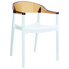 Carmen Modern Dining Chair White Seat Transparent Amber Back, Set of 2