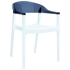 Carmen Modern Dining Chair White Seat Transparent Black Back, Set of 2