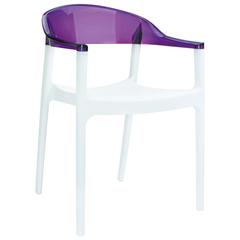 Carmen Modern Dining Chair White Seat Transparent Violet Back, Set of 2