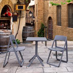 Dream Folding Outdoor Bistro Set with 2 Chairs Dark Gray