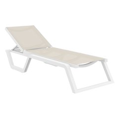 Rio Sling Chaise White Frame Taupe Sling