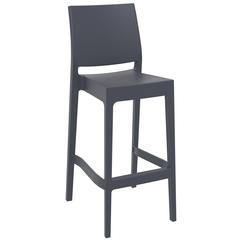 Maya Resin Bar Stool Dark Gray, Set of 2
