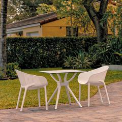 Sky Dining Set with 2 Arm Chairs White