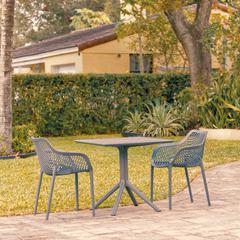 Air XL Patio Dining Set with 2 Arm Chairs Dark Gray
