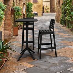 Sky Ares Square Bar Set with 2 Barstools Black