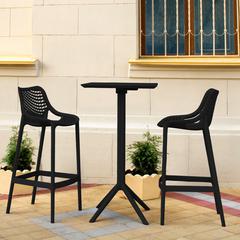 Sky Air Square Bar Set with 2 Barstools Black