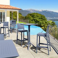 Sky Maya Square Bar Set with 2 Barstools Dark Gray