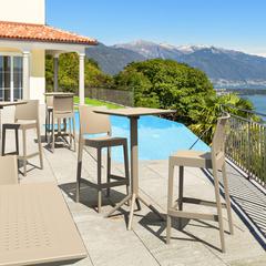 Sky Maya Square Bar Set with 2 Barstools Taupe