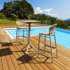 Sky Marcel Square Bar Set with 2 Barstools Taupe
