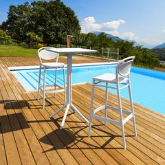 Sky Marcel Square Bar Set with 2 Barstools White