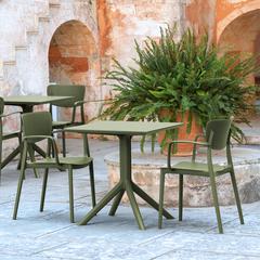 Loft Bistro Set 3 Piece with 27 inch Table Top Olive Green