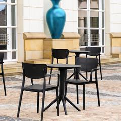 Loft Round Bistro Set 3 Piece with 24 inch Table Top Black